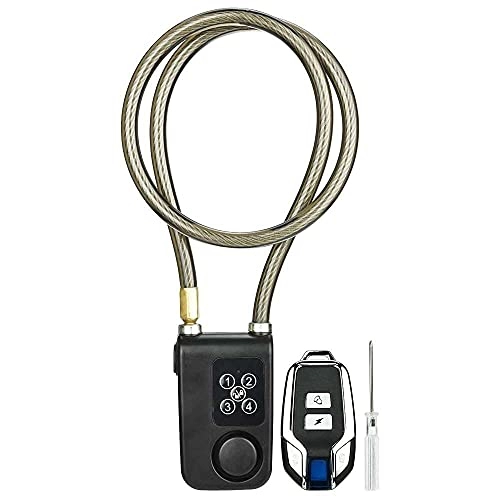Bike Lock : junmo shop Bicycle Wireless Lock with Alarm 115dB Electric Waterproof Bike Motorcycle Password Steel Remote Chain Lock, for Indoor / Outdoor