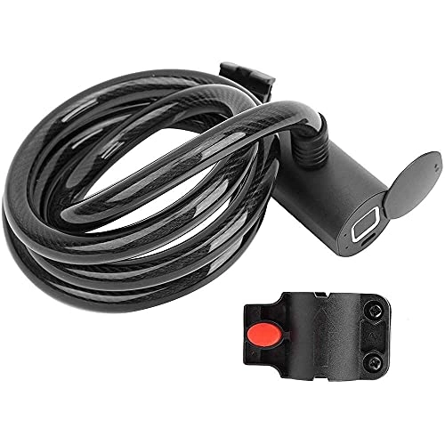 Bike Lock : junmo shop Fingerprint Cable Lock, Bicycle Cable Lock with USB Charge IP65 Waterproof Anti‑Theft Security System for Bicycle, Motorcycle, Lectric Vehicles, Scooters, etc