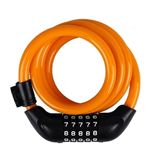 Bike Lock : JUSTJUNFEN Bicycle 5-Digit Combination Lock Portable MTB Bike Security Combination Lock Scooter Anti-Theft Steel Cable Padlock Scooter Accessories (Color : Orange)