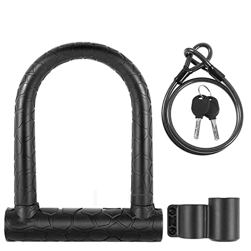 Bike Lock : JustSports Bicycle Lock Anti-theft Lock Heavy Duty Bike Cable U Lock with 2 Keys and Stent Weatherproof Padlock Security Cycling Accessories for Motorcycle Scooter