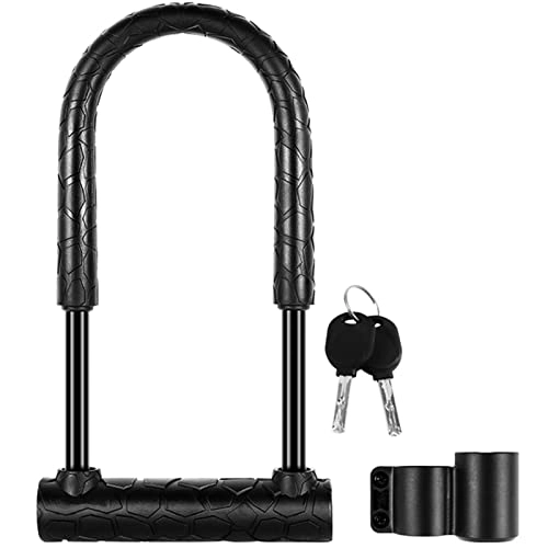 Bike Lock : JustSports Heavy Duty Cycling Lock Anti-Theft Secure Bike Lock Road Bicycle Cable U Lock with 2 Keys for Motorcycle Scooter Cycling Accessories