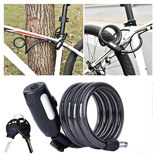 Bike Lock : JustSports Portable Anti-theft Steel Wire Chain Lock Cycling Cable Locks Anti-theft Steel Cable Security Cycling Lock with 2 Keys and Lock Rack Bicycle Accessories