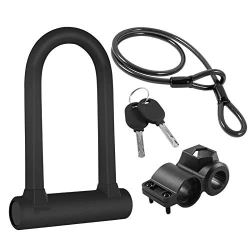 Bike Lock : JustSports Road Bicycle Lock Anti-theft Lock Bike Cable U Lock with 2 Keys And Stent Weatherproof Padlock Security Cycling Accessories for Motorcycle Scooter