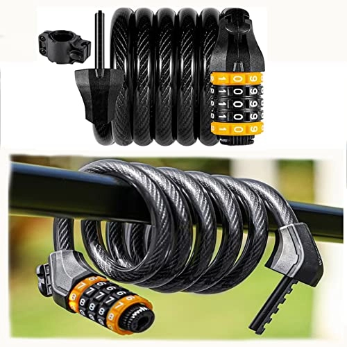 Bike Lock : JustSports1 Heavy Duty Bike Lock, with 5-Digit Code Cycling Cable Locks 1.5m Bicycle Lock Combination for Bicycle Mountain Bike Scooter