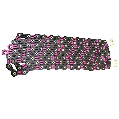 Bike Lock : kaakaeu 11 Speeds 116 Link Professional & Ultralight & Superior Shifting Performance Bicycle Chain - Hollow Steel Mountain Bike & Road Bicycle Modification Replacement Part Black Pink