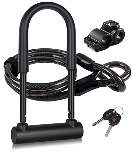 Bike Lock : KASTEWILL Bike Locks Heavy Duty Anti Theft, Secure Combination Bike U Lock with 16mm Shackle, 4ft Length Security Cable, Keys and Sturdy Mounting Bracket for Bicycle, Motorcycle and More (Black Large)