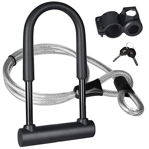 Bike Lock : KASTEWILL Bike U Lock Heavy Duty Bicycle U-Lock, Combination Bike U Shackle Secure Locks with 16mm Shackle, 4ft Length Security Cable and Sturdy Mounting Bracket for Bicycle, Motorcycle and More