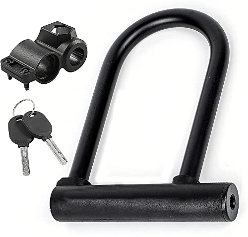 Bike Lock : KAUTO Bike U Lock with 2 Key, Sturdy Security Anti Theft Heavy Duty Cycling Locks for Road (Black, 14mm, Steel Mount Bracket)