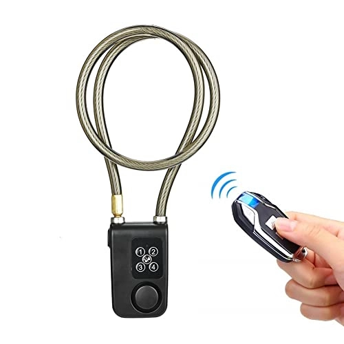Bike Lock : Keyless Bike Combination Lock, Remote Control Alarm 4-Digit Password Lock Waterproof Door Bicycle Lock