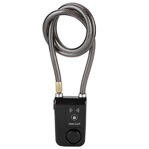 Bike Lock : Keyless Bluetooth Alarm Bike Lock, Waterproof Bicycle Lock with 110dB Alarm, 80cm Wire Rope Anti-Theft Chain Lock for Motorcycle / Gate / Gates / Bicycles, Black