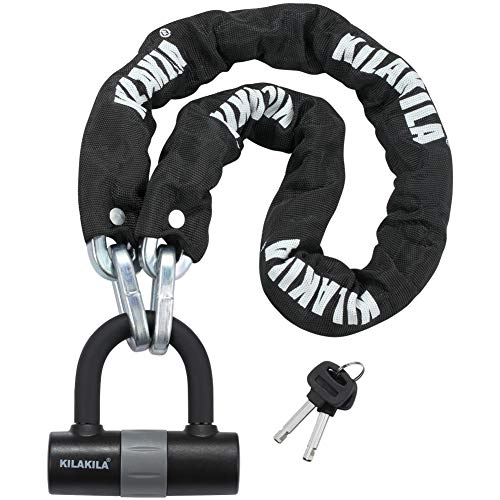 Bike Lock : KILAKILA Security Chain Lock Heavy Duty Bike Lock 10mm Bicycle Lock Motorbike Lock Disc Lock with 16mm U Lock 4-Feet