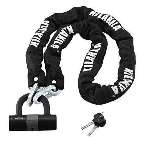 Bike Lock : KILAKILA Security Chain Lock Heavy Duty Bike Lock 10mm Bicycle Lock Motorbike Lock Disc Lock with 16mm U Lock 5.25-Feet