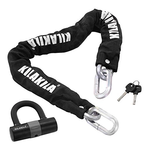 Bike Lock : KILAKILA Security Chain Lock Heavy Duty Bike Lock 12mm Bicycle Lock Motorbike Lock Disc Lock with 16mm U Lock 3-Feet