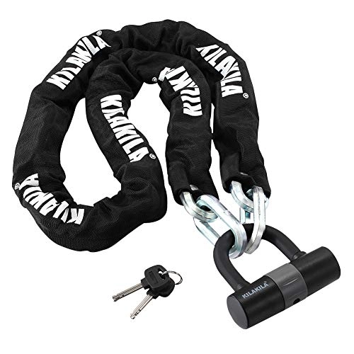 Bike Lock : KILAKILA Security Chain Lock Heavy Duty Bike Lock 12mm Bicycle Lock Motorbike Lock Disc Lock with 16mm U Lock 5.25-Feet