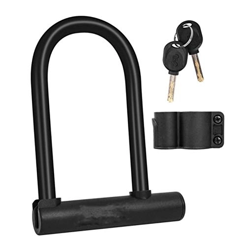 Bike Lock : KJGHJ Bicycle Locker Cycling Safety Bike U Lock Steel Universal Type MTB Road Bike Cable Anti-theft Heavy Duty Lock U-Lock (Color : Black)