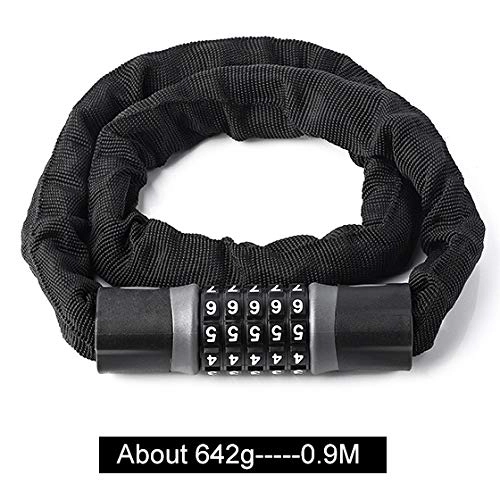 Bike Lock : KKJLXX Long Safty Chain Lock For Bike Anti-theft Steel Password Code Motorcycle Lock Cycling Electric Bicycle Accoessories password (Color : 0.9M Password)