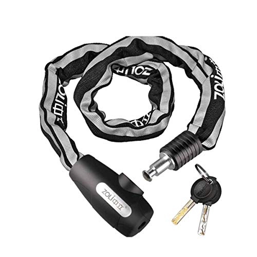 Bike Lock : KMDSM Bicycle chain lock, glass door lock, mountain bike key lock, alloy steel anti-theft lock, cycling equipment bicycle accessories (Color : Gray)