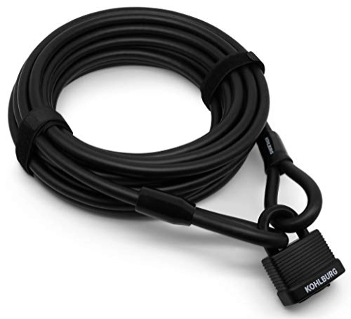 Bike Lock : KOHLBURG Cable Lock 10 Metres Long – Lock Easy Lockable without Key – Steel Cable 10 m for Bicycle with Velcro Fasteners – Steel Cable 1000 cm for Garden Furniture and as a Bicycle Lock