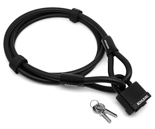 Bike Lock : KOHLBURG cable lock 2 meters / 79” long - steel cable 2 m for bicycle with hook and loop fasteners - steel cable 200 cm for garden furniture & as bike lock - with easy locking-mechanism