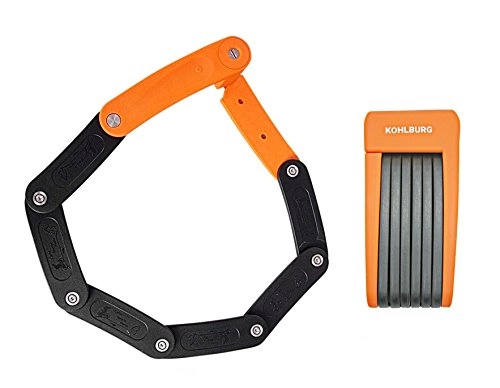 Bike Lock : Kohlburg extra light and small folding lock for bike and e-bike with holder, bike lock 70 cm large in flexible and safe design, black / orange