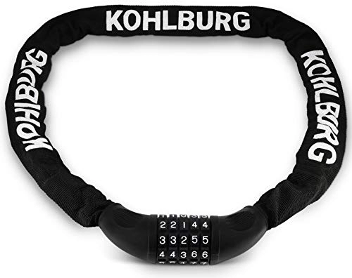 Bike Lock : KOHLBURG Extra Long Bicycle Combination Lock - 45" / 3.8 ft Chain & 0.24” Strong Number Combination Bike Lock - Secure Chain Lock Almost 4 ft - Security 5-Digit Bike Lock Combo for Bicycle & e-Bike