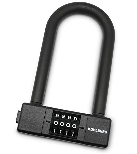 Bike Lock : KOHLBURG small and very light u-lock - secure bicycle lock with bracket - u lock 15mm thick with combination - combination ulock for racing bike & e-bike