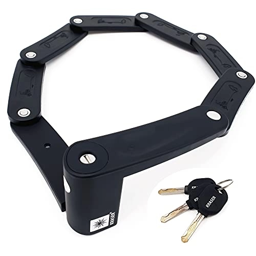 Bike Lock : KRASER KR7022B Bicycle Lock with Universal Folding Alloy Steel Padlock 70 cm + Mounting Bracket + 3 Keys, Black