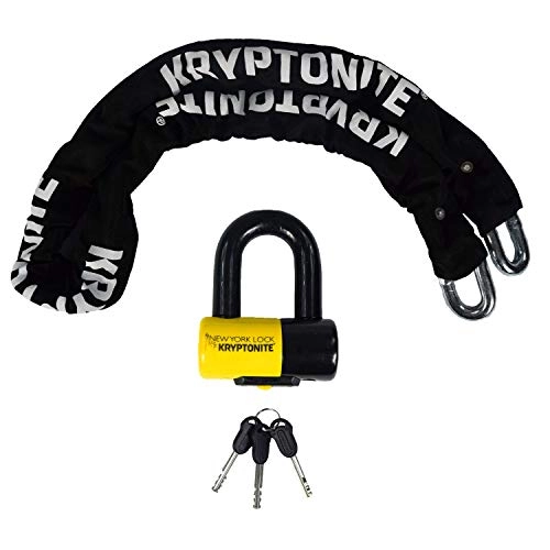 Bike Lock : Kryptonite Chain Legend New York Unisex Adult Anti-Theft, Black / Yellow, 150 cm