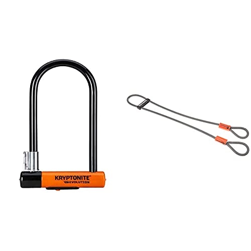 Bike Lock : Kryptonite Evolution Lock with Flex Frame U-Bracket - Orange, Standard Shackle & loop cable Krypto Flex 120 cm, ⌀10 mm, grey