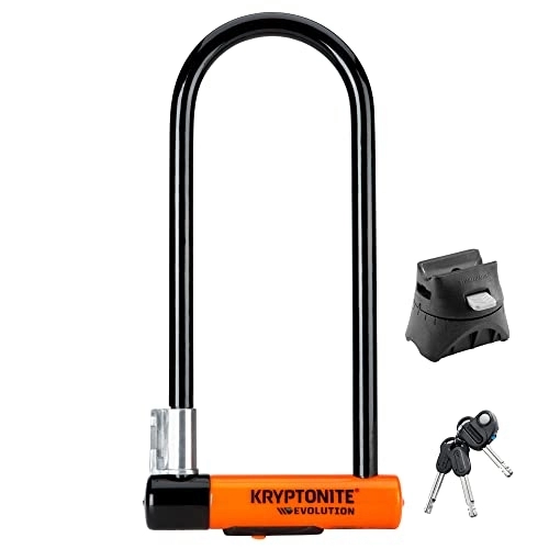 Bike Lock : Kryptonite Evolution Long Shackle U-Lock with Flexframe Bracket Sold Secure Gold