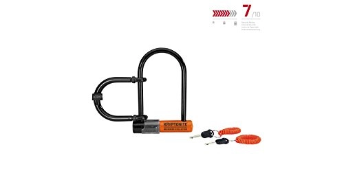 Bike Lock : Kryptonite Evolution Messenger Mini+ Lock - Orange, Mini & loop cable Krypto Flex 120 cm, 10 mm, grey