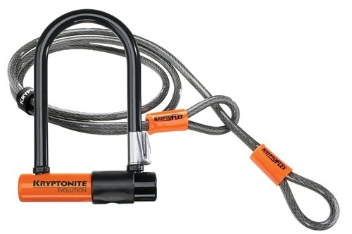 Bike Lock : Kryptonite Evolution Mini-7 FlexFrame Lock with 4-Feet Kryptoflex Cable - Black / Orange