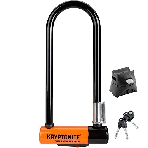Bike Lock : Kryptonite Evolution Mini-9 Lock with Flex Frame U-Bracket - Orange, 9-Inch, Black