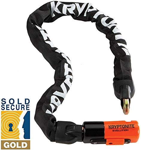 Bike Lock : Kryptonite Evolution Series 4 1090 90cm Integrated Bike Chain Lock - Sold Secure Gold