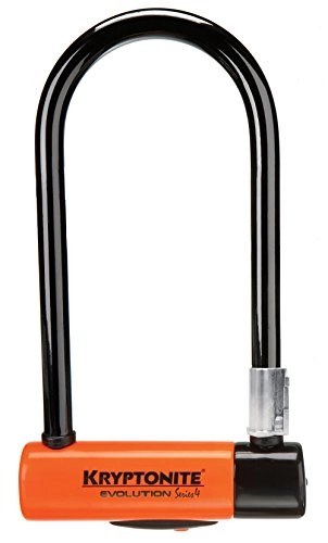 Bike Lock : Kryptonite Evolution Series 4 FlexFrame U-Lock - Black / Orange, 10.2 cm x 22.9 cm x 14 mm.