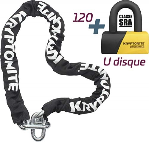Bike Lock : Kryptonite Intouchable 120 U Lock + Chain Unisex Adult, Black & Yellow, 120 cm