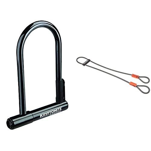 Bike Lock : Kryptonite Keeper 12 STD U-Lock with Bracket - Black & Kryptoflex Cable with Double Loop Bike Lock Security, 10mm x 120cm, Silver / Orange