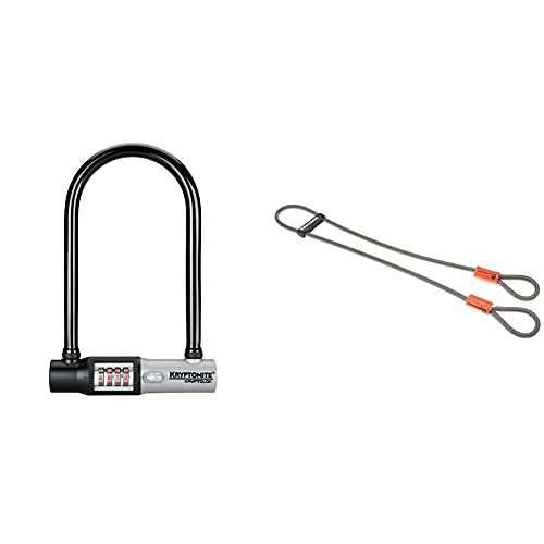 Bike Lock : Kryptonite Kryptolok Combo STD U-Lock - Black & Kryptoflex Cable with Double Loop Bike Lock Security, 10mm x 120cm, Silver / Orange