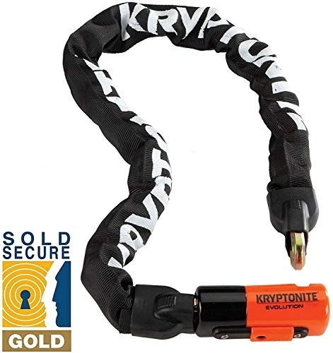 Bike Lock : Kryptonite Locks Evolution Series 4 1090 90cm Integrated Bike Chain Lock - Sold Secure Gold