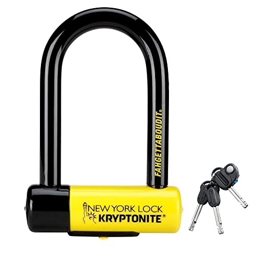 Bike Lock : Kryptonite New York FAHGETTABOUDIT Lock - Yellow, Mini, 23 x 15.2 x 3 cm
