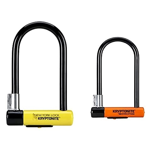 Bike Lock : Kryptonite New York Standard Lock with Flex Frame U-Bracket - Yellow, Standard Shackle & New-U - Evolution Standard Flexframe-U Orange, 10 x 22.9