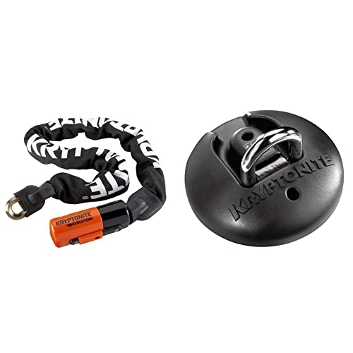 Bike Lock : Kryptonite Strong Hold Above Ground Lock & Unisex's Evolution Chain Lock, Black / Orange, 10mm x 90cm