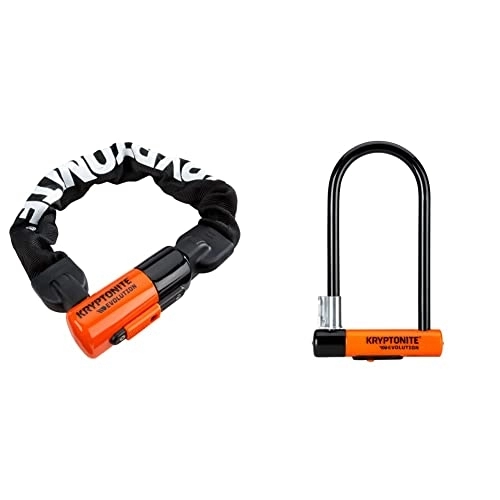 Bike Lock : Kryptonite Unisex's Evolution Chain Lock, Black / Orange, 10mm x 55cm & New-U - Evolution Standard Flexframe-U Orange, 10 x 22.9