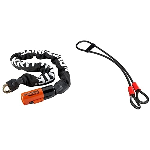 Bike Lock : Kryptonite Unisex's Evolution Chain Lock, Black / Orange, 10mm x 90cm & Loop Cable Krypto Flex 213cmx10mm, Grey
