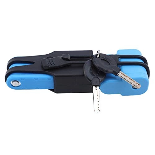 Bike Lock : Kunyun Folding Bicycle Lock Steel Portable Bike Lock Security Cable Locks Anti-Theft Combination Mountain Bike Riding Tools (Color : Blue)