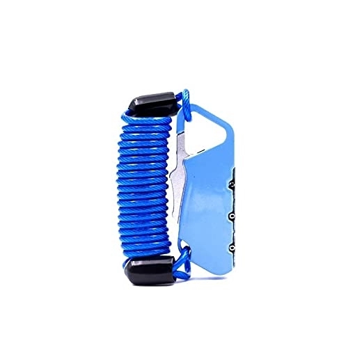 Bike Lock : Kunyun Mini Bike Lock Fold Backpack Cycling Helmet Bicycle Cable Lock 3 Digit Code Combination MTB Password Lock (Color : Blue)