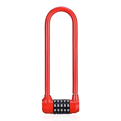 Bike Lock : Kunyun U-Shaped Password Lock Bicycle Five-Digit Password Lock Resettable Security Lock Password Luggage Bag Suit Hardware (Color : Red)