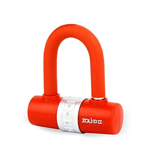 Bike Lock : KUQIQI U-lock, road mountain bike lock, bicycle lock, motorcycle lock, anti-theft, security lock, black, red, (Color : Red)