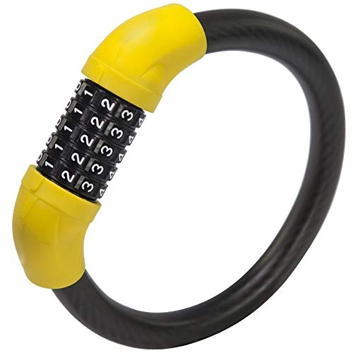 Bike Lock : KX-YF Cycling Lock Bicycle Colling Lock 5 Digit Lock Great Bike Safety Tool No Key Require Ideal for Bike Electric Bike Skateboards (Color : Yellow, Size : One Size)