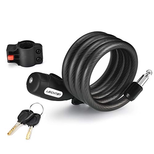 Bike Lock : LEICHTEN Outdoor Bicycle Lock Combination Bicycle Lock Keyless Bicycle Lock with Cable, 5 Position Resettable Bicycle Lock 2 Feet x 1 / 2 Inch (180)